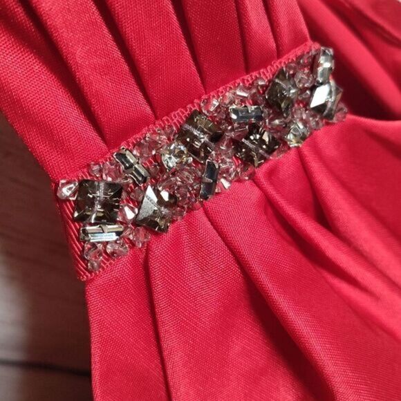 BCBG MaxAzria One Shoulder Satin Red Draped Top Size Small - Picture 5 of 7